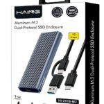 HAING Aluminum M.2 Dual-Protocol SSD Enclosure