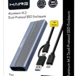 HAING Aluminum M.2 Dual-Protocol SSD Enclosure