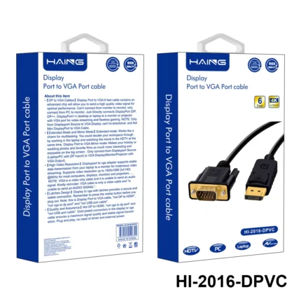 Haing Display Port to VGA Port Cable 1.8M