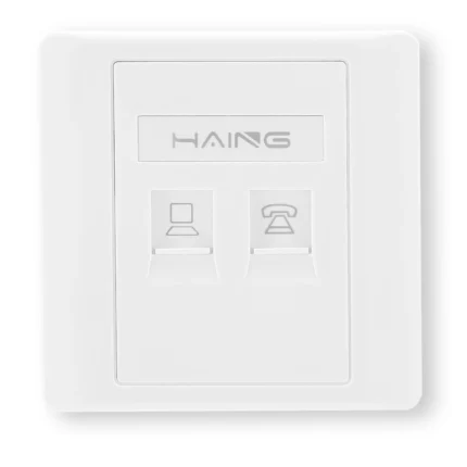 Haing RJ45 FACEPLATE 8.6X8.6CM(NETWORK)2PORT WITH PP BAG